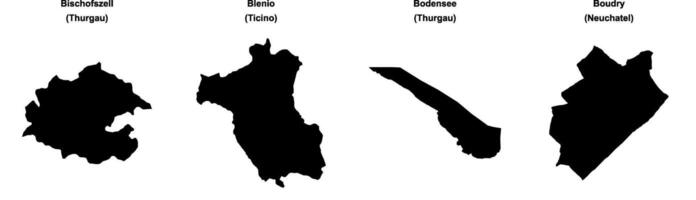 Bischofszell, Blenio, Bodensee, Boudry outline maps vector