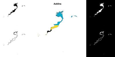 Acklins blank outline map set vector