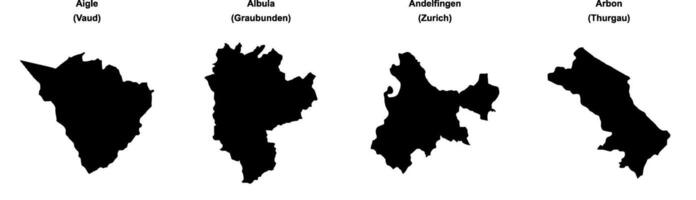 Aigle, Albula, Andelfingen, Arbon outline maps vector