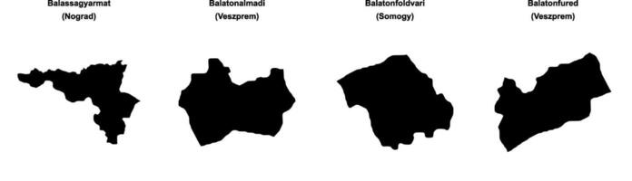 Balassagyarmat, Balatonalmadi, Balatonfoldvari, Balatonfured outline maps vector