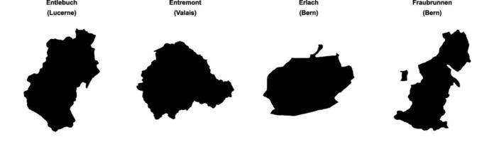 Entlebuch, Entremont, Erlach, Fraubrunnen outline maps vector