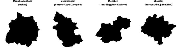 Mezokovacshaza, Mezokovesdi, Mezoturi, Miskolci outline maps vector