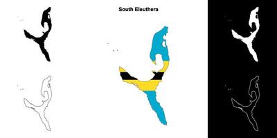 South Eleuthera blank outline map set vector