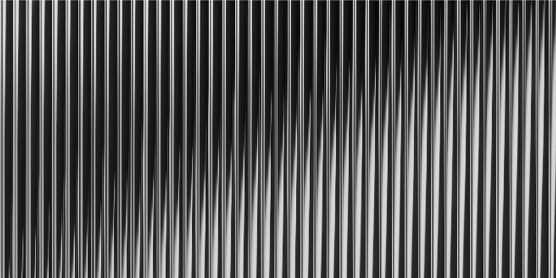 3d glass background with ribbed texture and gradient light effect. Abstract black line pattern for vertical wall panel or window design. Translucent prism reflection with wavy liquid overlay.