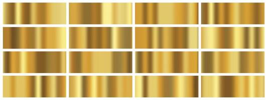 Gold backgrounds set with gradient golden metal foil and shiny ribbons. pattern blends premium yellow frame with abstract liquid wave. Elegant 3d design from copper for luxurious backdrop. vector