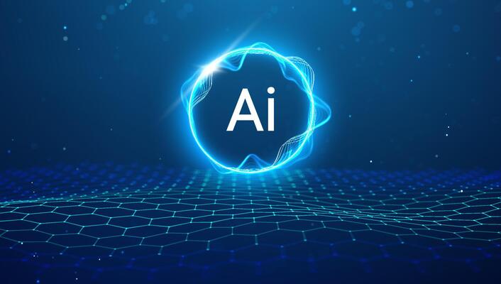 AI Background Abstract Data Digital Tech Science Blue Light Network. 3D wave concept cell medical flow research pattern. Neuron molecular pharmaceutical shield energy protection graphic.
