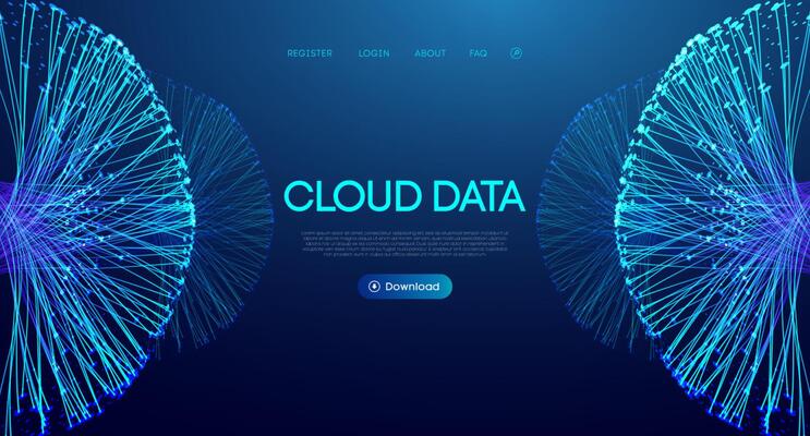 Abstract big ai digital line cloud with data flow and circle background for futuristic tech networks. Cyber connections in blue 3d space with computer or particle design.