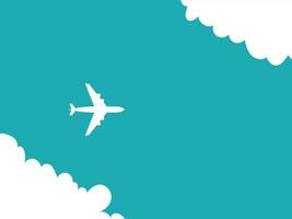 a plane flying in the sky with clouds behind it vector