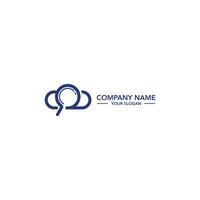 cloud and loop line art logo . magnifying glass logo vector