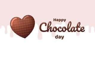 Chocolate heart on Chocolate Day against the background of flowing sweet thick liquid. vector