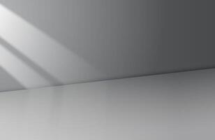 Sunlight and rays on gray wall in room, minimalistic scene interior for presentation of your product. vector