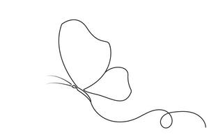 Clean outline butterfly drawing in continuous minimalist style vector