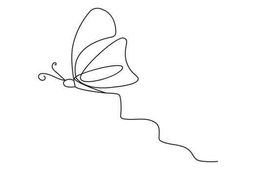 Line art of butterfly in continuous minimalist sketch style vector