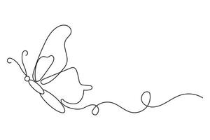 Single continuous line butterfly art in modern minimal design vector