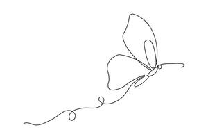 Minimalist butterfly one line drawing with elegant outline style vector