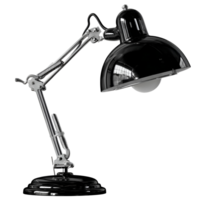 Sleek black and chrome adjustable desk lamp with a dome shade perfect for reading or working png