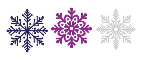 Colorful snowflake icon set with decorative winter patterns perfect for holiday themes cold season design Christmas and festive graphics vector