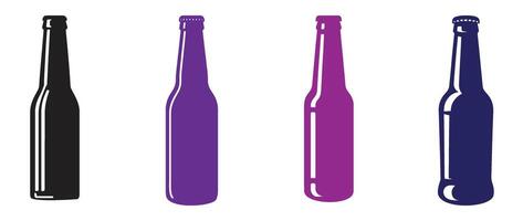 Minimalist Colored Bottle Icon Set Featuring Black Purple Magenta and Navy Blue Variations for Design and Creative Projects vector