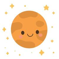 Venus with textured orange surface and glowing smile, suitable for science kits, space-themed crafts, or solar system illustrations in educational content vector