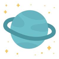 Icy blue Uranus with thick dark rings and soft gradients, perfect for space flashcards, planetary design sets, or cold outer solar system visuals vector