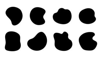 Set of abstract organic shapes. Liquid blob forms, wavy curves, soft round frames. doodle elements for backgrounds, stickers, or design templates. Isolated on white. vector