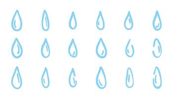 Set of hand drawn water drops in doodle style. illustration of water drop icons. Sketchy liquid symbols, rain or splash elements. Isolated on white background. vector