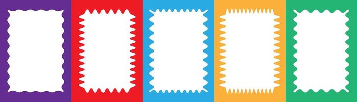 Wavy scalloped rectangular border set vector