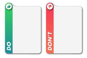 Do and dont infographic template frame for design project, banner vector