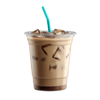 An iced coffee with a straw in it png