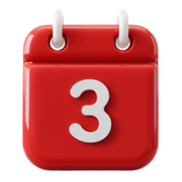 A red calendar with the number three on it png