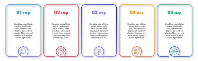 Bullet points numbers from 1 to 5 list line color style vector