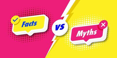 Facts vs myths card 3d style on bright background vector