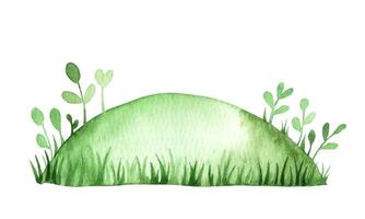 meadow with grass, watercolor cartoon illustration. vector