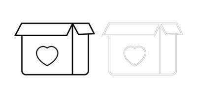 Open box with heart silhouette icon vector