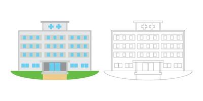 Stylized flat design of a modern hospital building with a medical cross emblem vector