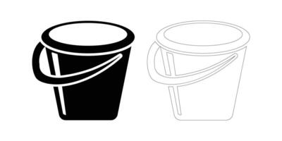 Simple black and white icons representing two buckets side by side vector