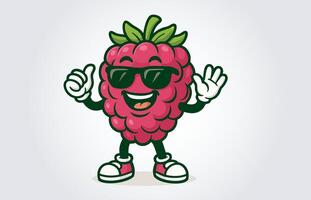 Raspberry Mascot Cartoon Character Logo Template vector
