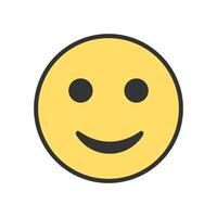 simple smiling face emoticon with outline stroke illustration isolated on white background vector