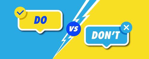 Do vs dont card 3d style on colorful background vector
