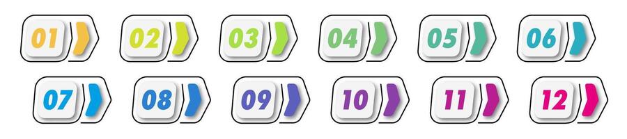 Bullet point numbers from 1 to 12 list markers for design project vector