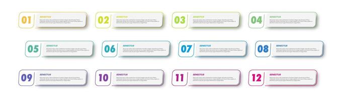 Bullet points numbers from 1 to 12 list for design vector