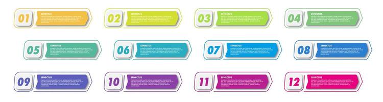 Bullet points numbers from 1 to 12 list markers modern for design vector