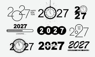 2027 Happy New Year logo text design set. vector
