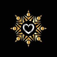 golden heart in the shape of a star on a black background vector