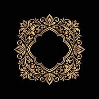 Ornate golden frame on black background vector