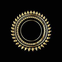golden circle with wreath on black background vector