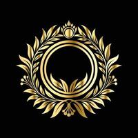 golden laurel wreath on black background. decorative elements for design vector