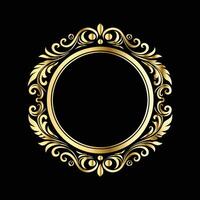 golden frame with ornate design on black background. decorative elements vector