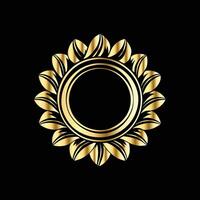 golden frame with leaves on black background. vector