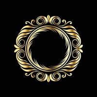 golden frame with swirls on black background. vector